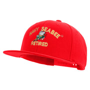 Licensed US Navy Seabee Retired Embroidered Flexfit Snapback Style Cap - Red OSFM