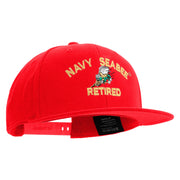 Licensed US Navy Seabee Retired Embroidered Flexfit Snapback Style Cap - Red OSFM