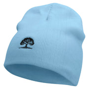 Pine Tree Logo Embroidered 8 Inch Short Beanie - Lt-Blue OSFM