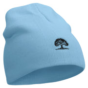 Pine Tree Logo Embroidered 8 Inch Short Beanie - Lt-Blue OSFM