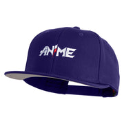Anime Wordmark Embroidered Wool Blend Flat Snapback Cap - Purple OSFM
