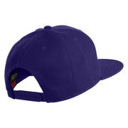 Anime Wordmark Embroidered Wool Blend Flat Snapback Cap - Purple OSFM