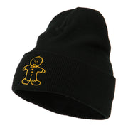 Gingerbread Man Embroidered Long Beanie