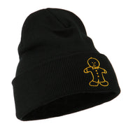 Gingerbread Man Embroidered Long Beanie