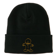 Gingerbread Man Embroidered Long Beanie