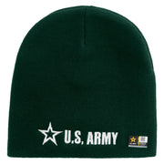 Licensed US Army Star Embroidered 8 Inch Knitted Short Beanie - Dk-Green OSFM