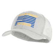 US Air Force Veteran Flag Embroidered Solid Cotton Twill Mesh Prostyle Cap - White OSFM