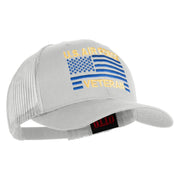 US Air Force Veteran Flag Embroidered Solid Cotton Twill Mesh Prostyle Cap - White OSFM