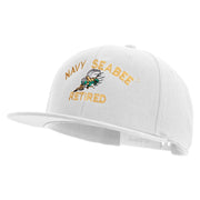 Licensed US Navy Seabee Retired Embroidered Flexfit Snapback Style Cap - White OSFM