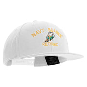 Licensed US Navy Seabee Retired Embroidered Flexfit Snapback Style Cap - White OSFM