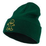 Gingerbread Man Embroidered Long Beanie