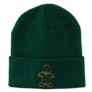 Gingerbread Man Embroidered Long Beanie