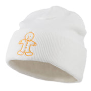 Gingerbread Man Embroidered Long Beanie