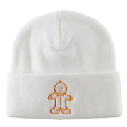 Gingerbread Man Embroidered Long Beanie