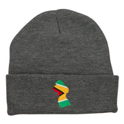 Guyana Flag Map Embroidered Long Beanie