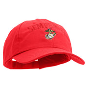 US Marine Semper Fidelis Design Embroidered 6 Panel Unstructured Cotton Twill Cap Made in USA - Red OSFM
