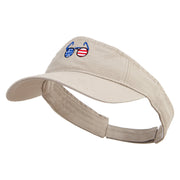 American Flag Sunglasses Embroidered Cotton Twill Washed Soft Visors - Khaki OSFM