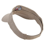 American Flag Sunglasses Embroidered Cotton Twill Washed Soft Visors - Khaki OSFM