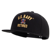 Licensed US Navy Retired Embroidered Flexfit Snapback Style Cap - Black OSFM
