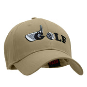 Golf Ball and Club Embroidered Solid Cotton Twill Low Profile Cap