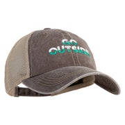 Go Outside Embroidered Pigment Dyed Mesh Cap - Brown Khaki OSFM