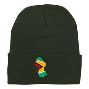 Guyana Flag Map Embroidered Long Beanie