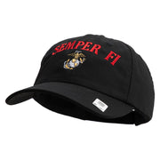 US Marine Semper Fidelis Design Embroidered 6 Panel Unstructured Cotton Twill Cap Made in USA - Black OSFM