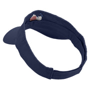 American Flag Sunglasses Embroidered Cotton Twill Washed Soft Visors - Navy OSFM