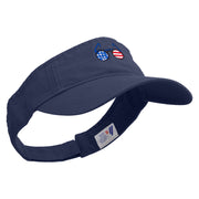 American Flag Sunglasses Embroidered Cotton Twill Washed Soft Visors - Navy OSFM