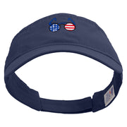 American Flag Sunglasses Embroidered Cotton Twill Washed Soft Visors - Navy OSFM