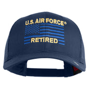 US Air Force Retired Flag Embroidered Solid Cotton Twill Mesh Prostyle Cap - Navy OSFM