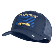 US Air Force Retired Flag Embroidered Solid Cotton Twill Mesh Prostyle Cap - Navy OSFM