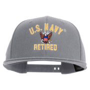 Licensed US Navy Retired Embroidered Flexfit Snapback Style Cap - Dk-Grey OSFM