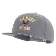 Licensed US Navy Retired Embroidered Flexfit Snapback Style Cap - Dk-Grey OSFM