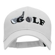 Golf Ball and Club Embroidered Solid Cotton Twill Low Profile Cap