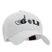 Golf Ball and Club Embroidered Solid Cotton Twill Low Profile Cap