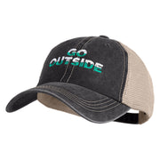 Go Outside Embroidered Pigment Dyed Mesh Cap - Black Khaki OSFM