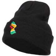 Guyana Flag Map Embroidered Long Beanie