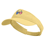 American Flag Sunglasses Embroidered Cotton Twill Washed Soft Visors - Butter OSFM