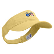 American Flag Sunglasses Embroidered Cotton Twill Washed Soft Visors - Butter OSFM