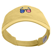 American Flag Sunglasses Embroidered Cotton Twill Washed Soft Visors - Butter OSFM