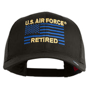 US Air Force Retired Flag Embroidered Solid Cotton Twill Mesh Prostyle Cap - Charcoal OSFM