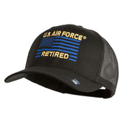 US Air Force Retired Flag Embroidered Solid Cotton Twill Mesh Prostyle Cap - Charcoal OSFM