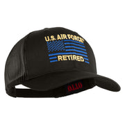 US Air Force Retired Flag Embroidered Solid Cotton Twill Mesh Prostyle Cap - Charcoal OSFM