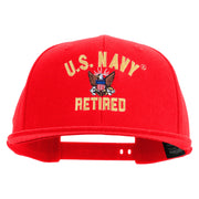 Licensed US Navy Retired Embroidered Flexfit Snapback Style Cap - Red OSFM