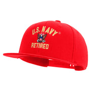 Licensed US Navy Retired Embroidered Flexfit Snapback Style Cap - Red OSFM
