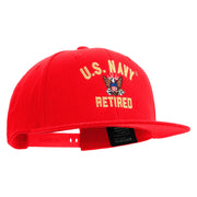 Licensed US Navy Retired Embroidered Flexfit Snapback Style Cap - Red OSFM
