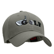 Golf Ball and Club Embroidered Solid Cotton Twill Low Profile Cap