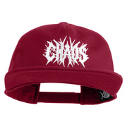 Chaos Wordmark Embroidered Cotton Flat Bill Cap - Burgundy OSFM