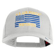 US Air Force Retired Flag Embroidered Solid Cotton Twill Mesh Prostyle Cap - White OSFM
